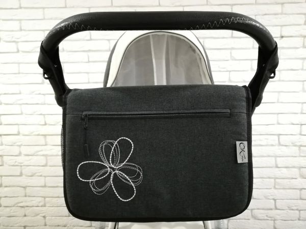 Сумка на коляску Ok Style Квітка Льон Темно-Сірий Сумка на коляску Ok Style Квітка Льон Темно-Сірий