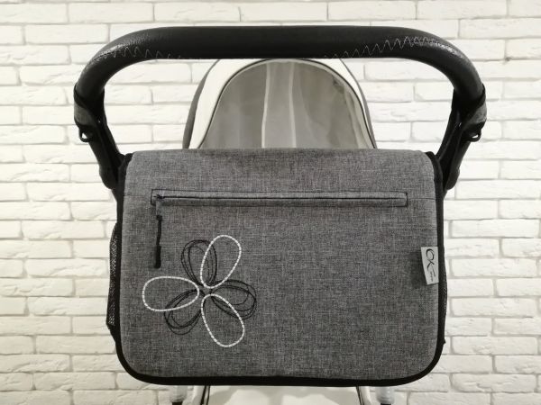 Сумка на коляску Ok Style Квітка Льон Сірий Сумка на коляску Ok Style Квітка Льон Сірий