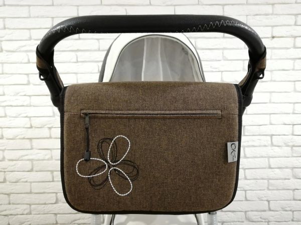 Сумка на коляску Ok Style Квітка Льон Коричневий Сумка на коляску Ok Style Квітка Льон Коричневий