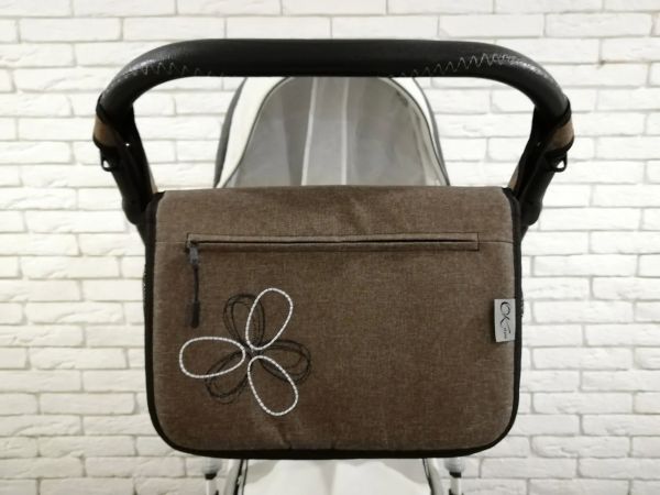 Сумка на коляску Ok Style Квітка Льон Сіро-коричневий Сумка на коляску Ok Style Квітка Льон Сіро-коричневий