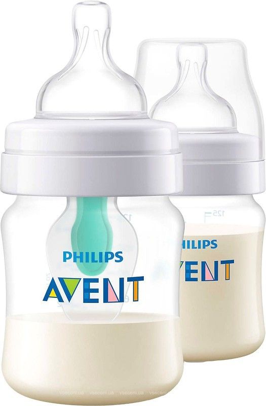 Набір пляшечок для годування Philips Avent Anti-Colik із клапаном AirFree, 125 мл, 2 шт. (SCF810/24) Набір пляшечок для годування Philips Avent Anti-Colik із клапаном AirFree, 125 мл, 2 шт. (SCF810/24)