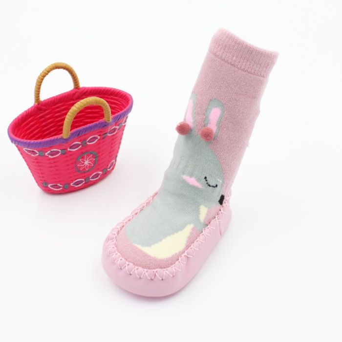 Шкарпетки-тапочки, махрові, колір Рожева Зайка, розмір 15 см