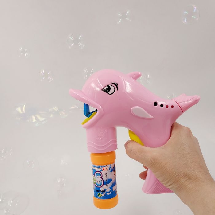 Пістолет з мильними бульбашками Дельфін, рожевий та блакитний