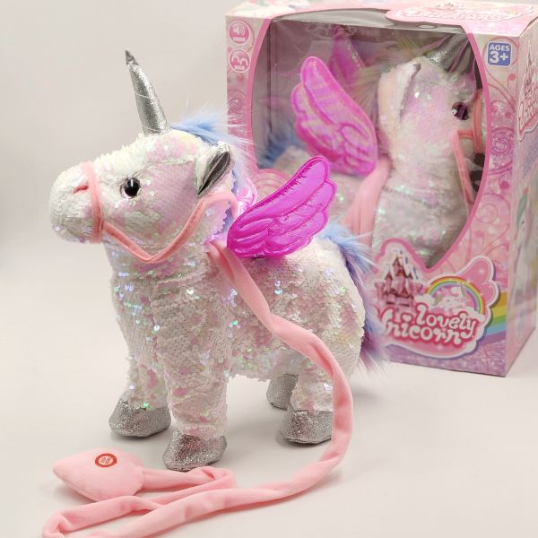 Інтерактивна музична одноріжка з паєтками на повідку Інтерактивна музична одноріжка з паєтками на повідку