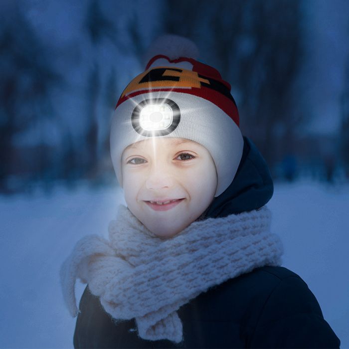 Дитяча шапка с LED лихтариком, колір Коричневе Оленя