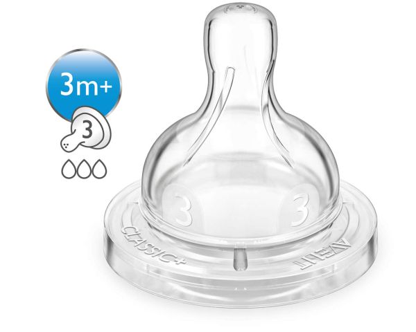 Соска силіконова Philips Avent Classic+, середній потік, 2 шт. (SCF633/27) Соска силіконова Philips Avent Classic+, середній потік, 2 шт. (SCF633/27)