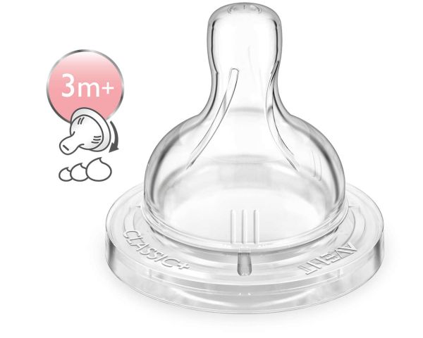 Соска силіконова Philips Avent Classic+, змінний потік, 2 шт. (SCF635/27) Соска силіконова Philips Avent Classic+, змінний потік, 2 шт. (SCF635/27)