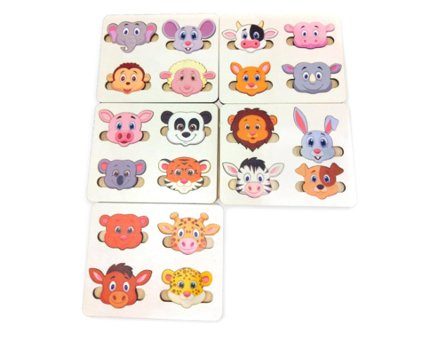 Набір дерев`яних сортерів - пазлів (5 шт) Веселі мордочки Little Panda Набір дерев`яних сортерів - пазлів (5 шт) Веселі мордочки Little Panda