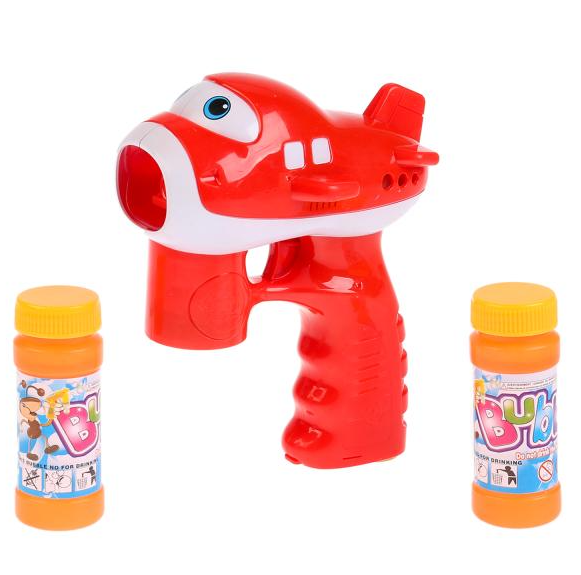 Дитячий пістолет для пускання мильних бульбашок 'Літак', СВІТЛО ЗВУК, синій, червоний