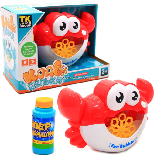 Установка для пускання мильних бульбашок Краб (червоний), світло, звук Установка для пускання мильних бульбашок Краб (червоний), світло, звук