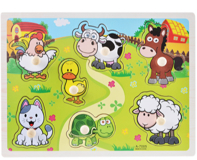 Дерев'яні пазли-вкладки, Домашні тварини, А 7005 Дерев'яні пазли-вкладки, Домашні тварини, А 7005