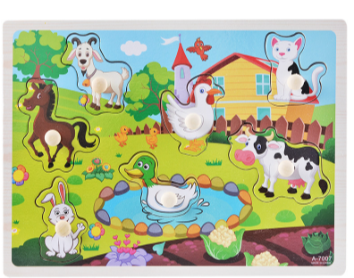 Дерев'яні пазли-вкладки, Домашні тварини, А 7007 Дерев'яні пазли-вкладки, Домашні тварини, А 7007