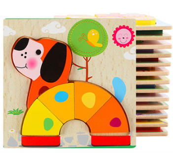 Об'ємні дерев'яні пазли-вкладки Песик Об'ємні дерев'яні пазли-вкладки Песик