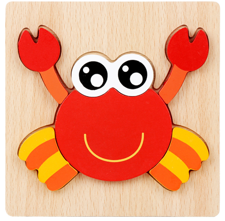 Об'ємні дерев'яні пазли-вкладки Крабик Об'ємні дерев'яні пазли-вкладки Крабик