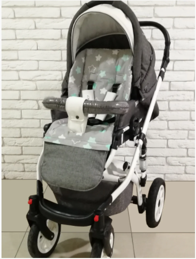 Матрацик-вкладиш у коляску універсальний двосторонній Z&D New (turquoise star) Матрацик-вкладиш у коляску універсальний двосторонній Z&D New (turquoise star)